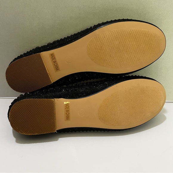 NEW! Womens‎ Lauren Lorraine Becky Black Jeweled Slip on Ballet Flats Size 5.5 main image 0